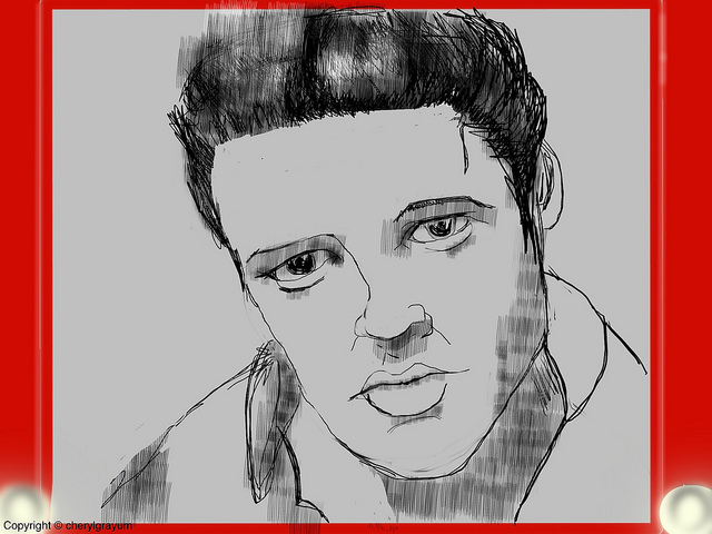 Elvis on an etch a sketch